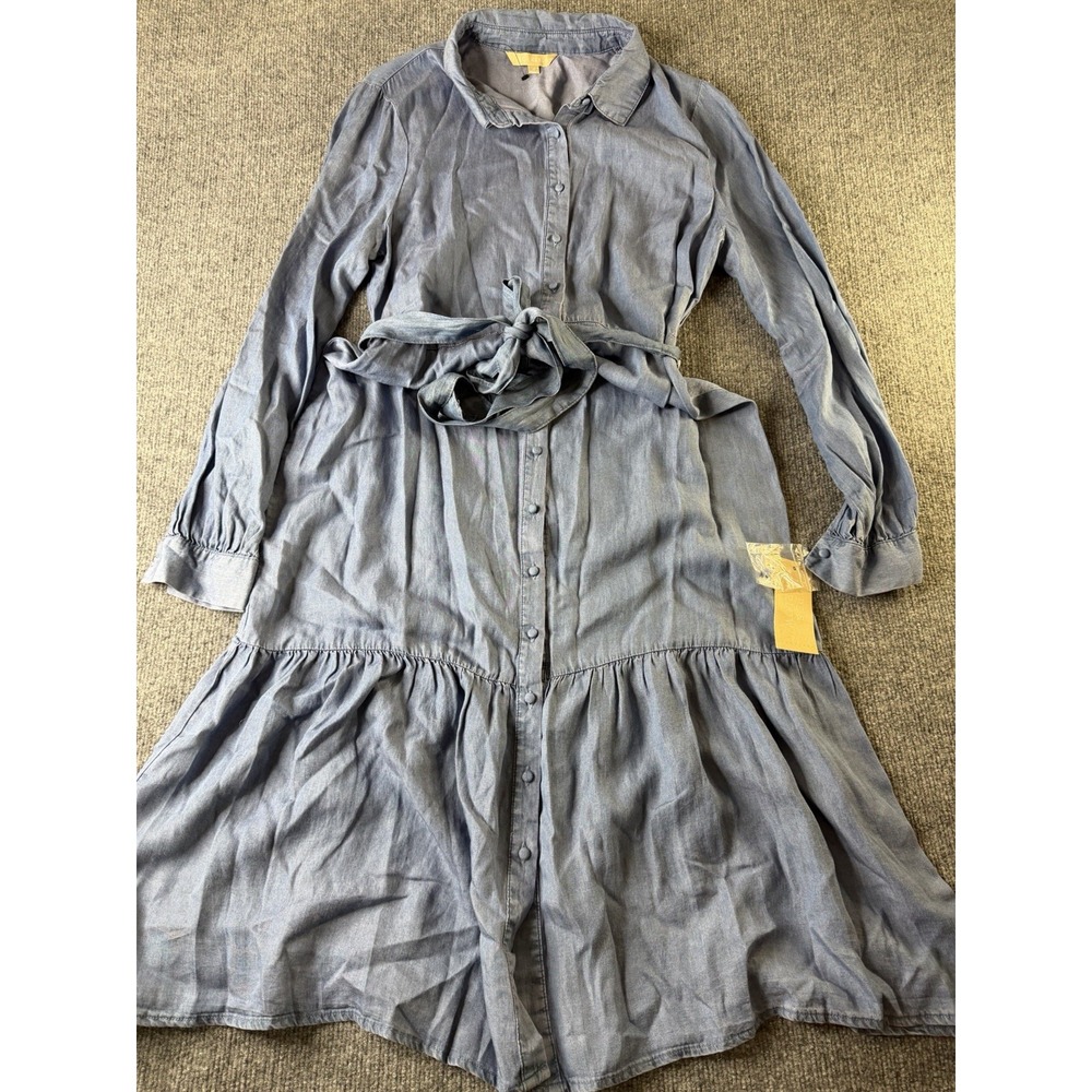 Hope & Harlow Light Weight Button Front Long Sleeve Dress Sizeโ 12